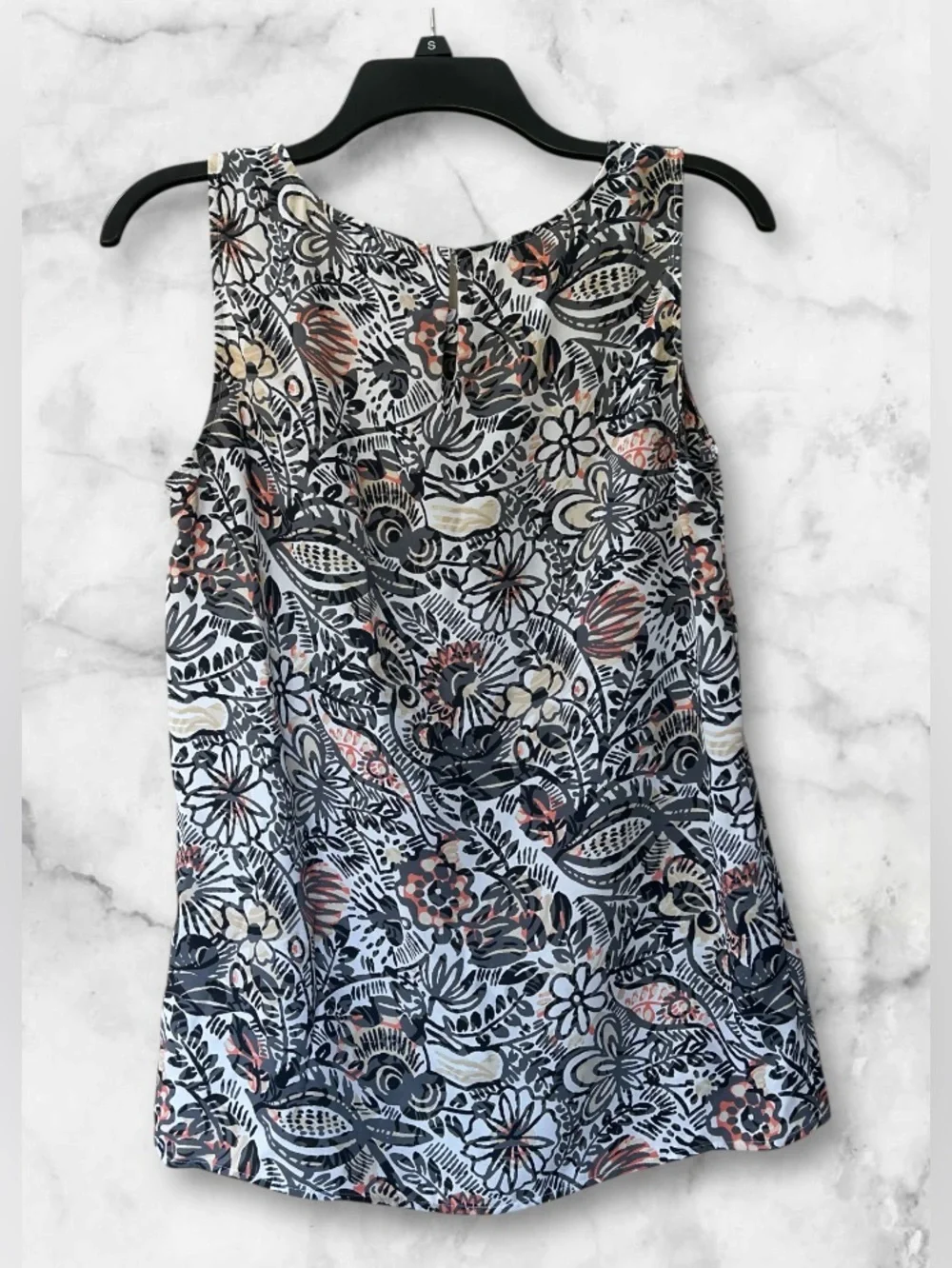 Loft Floral Paisley Sleeveless Blouse Tank Black Pink Gray White Size S - Picture 3 of 9